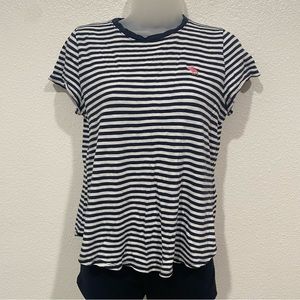kids abercrombie logo black & white striped short sleeve shirt top